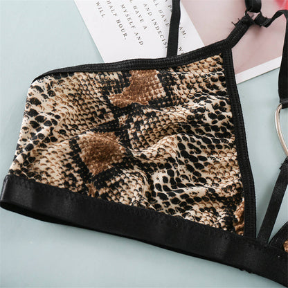 2 Piece Women's Thong Sexy Underwear Set Bra Brassiere Panties Bra Sets Sexy Snake Skin Leopard Lingerie Set The Clothing Company Sydney