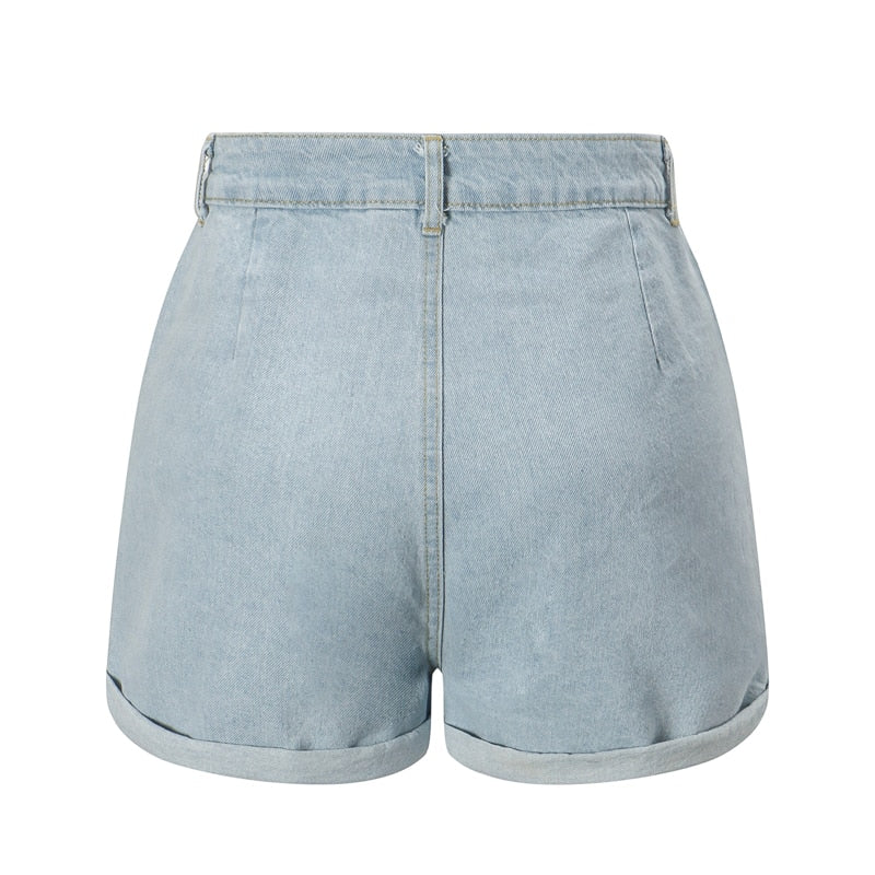 Blue Light Wash Denim High Waist Jeans Summer Pocket Front Vacation Casual Shorts The Clothing Company Sydney