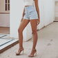 Blue Light Wash Denim High Waist Jeans Summer Pocket Front Vacation Casual Shorts The Clothing Company Sydney