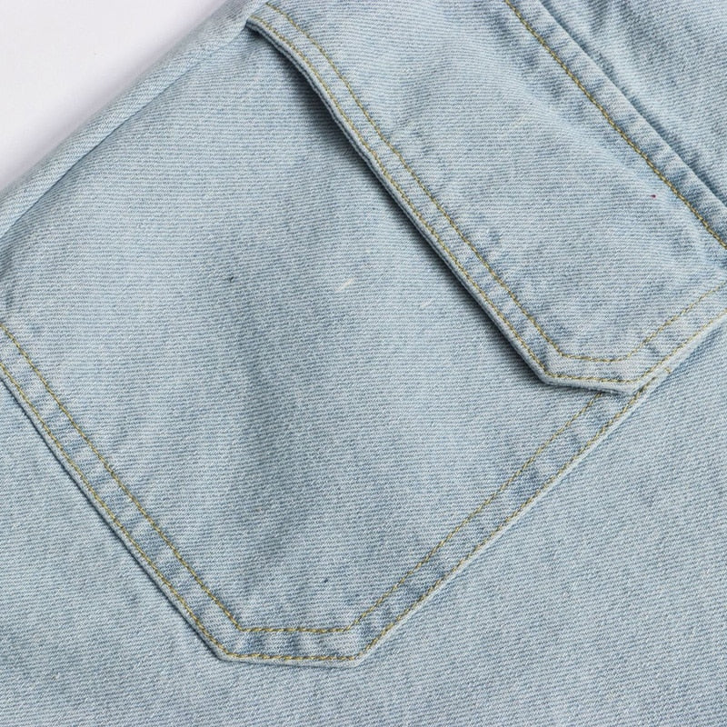 Blue Light Wash Denim High Waist Jeans Summer Pocket Front Vacation Casual Shorts The Clothing Company Sydney