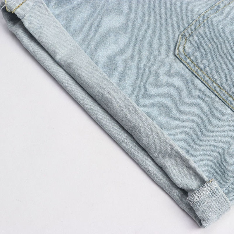 Blue Light Wash Denim High Waist Jeans Summer Pocket Front Vacation Casual Shorts The Clothing Company Sydney