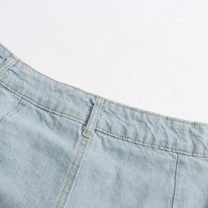 Blue Light Wash Denim High Waist Jeans Summer Pocket Front Vacation Casual Shorts The Clothing Company Sydney