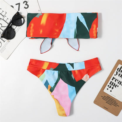 2 Piece Brazilian high waist bikini Bandeau knot swimsuit print swimwear bathing suit Beachwear The Clothing Company Sydney