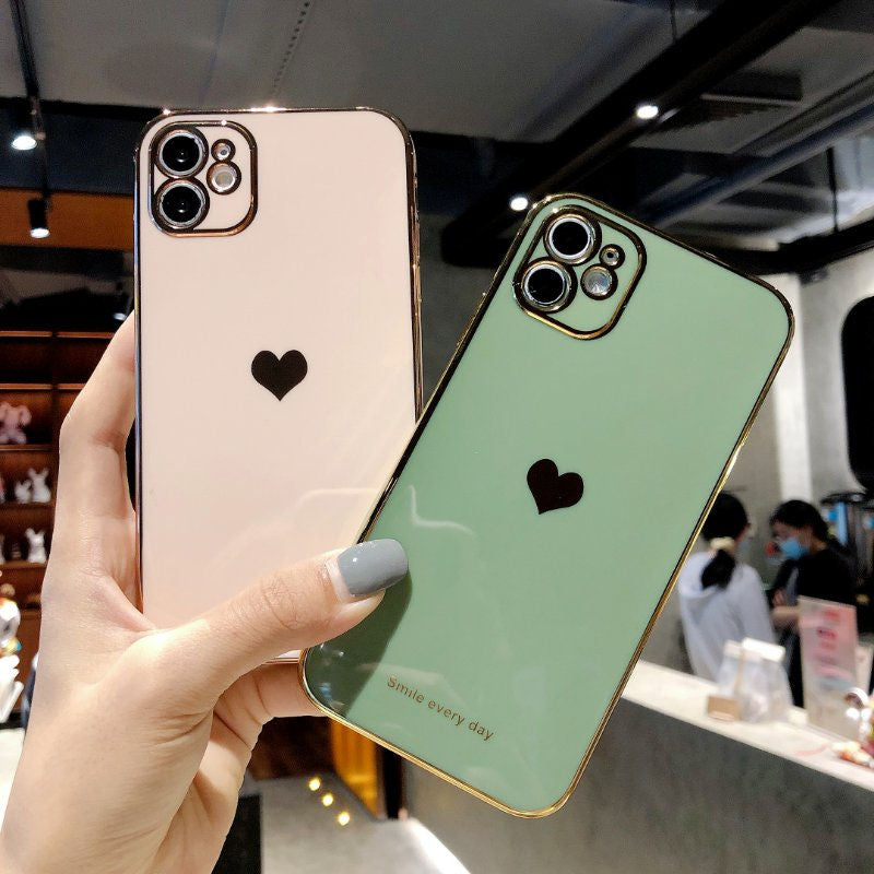 Electroplated love heart Phone Case For iPhone 12Pro 12 11 Pro Max XR XS X XS Max 7 8 Plus Shockproof Protective Back Cover Case The Clothing Company Sydney