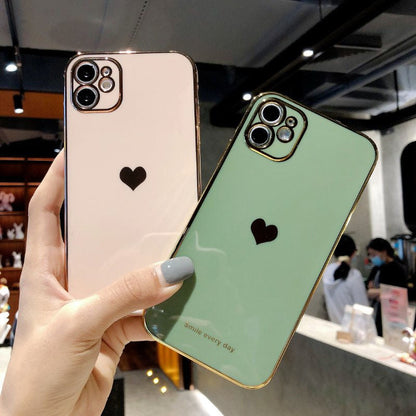 Electroplated love heart Phone Case For iPhone 12Pro 12 11 Pro Max XR XS X XS Max 7 8 Plus Shockproof Protective Back Cover Case The Clothing Company Sydney