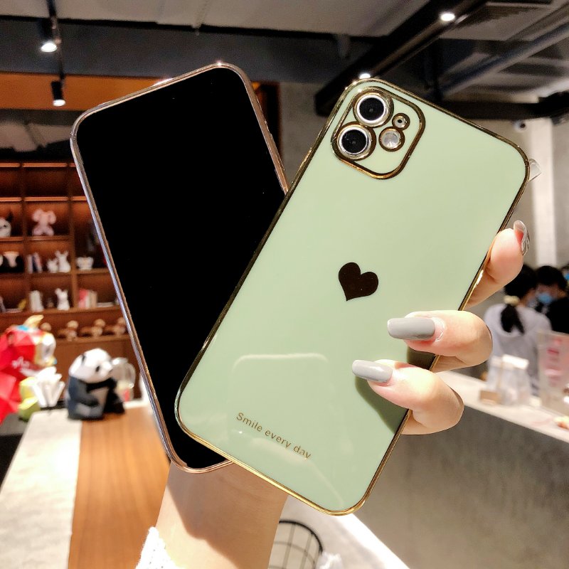 Electroplated love heart Phone Case For iPhone 12Pro 12 11 Pro Max XR XS X XS Max 7 8 Plus Shockproof Protective Back Cover Case The Clothing Company Sydney