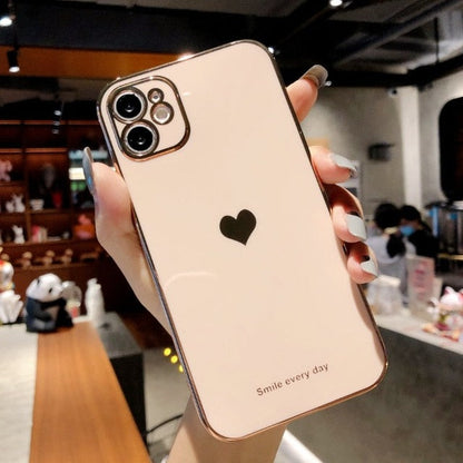 Electroplated love heart Phone Case For iPhone 12Pro 12 11 Pro Max XR XS X XS Max 7 8 Plus Shockproof Protective Back Cover Case The Clothing Company Sydney