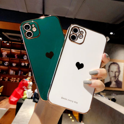 Electroplated love heart Phone Case For iPhone 12Pro 12 11 Pro Max XR XS X XS Max 7 8 Plus Shockproof Protective Back Cover Case The Clothing Company Sydney