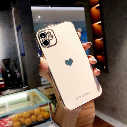 Electroplated love heart Phone Case For iPhone 12Pro 12 11 Pro Max XR XS X XS Max 7 8 Plus Shockproof Protective Back Cover Case The Clothing Company Sydney