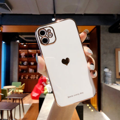 Electroplated love heart Phone Case For iPhone 12Pro 12 11 Pro Max XR XS X XS Max 7 8 Plus Shockproof Protective Back Cover Case The Clothing Company Sydney