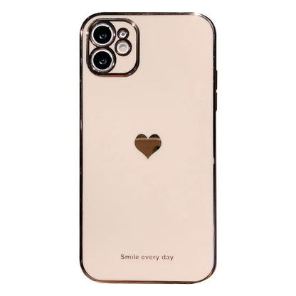 Electroplated love heart Phone Case For iPhone 12Pro 12 11 Pro Max XR XS X XS Max 7 8 Plus Shockproof Protective Back Cover Case The Clothing Company Sydney