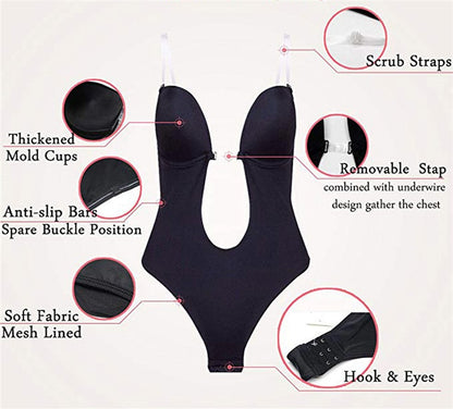 Full Bodyshaper Bra Deep V Convertible Thong Shapewear Backless Invisible Push Up Underwear Bodysuit The Clothing Company Sydney