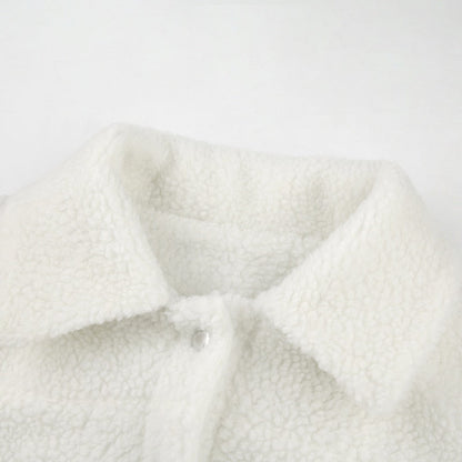 Autumn Winter Coat Fleece Shaggy Warm Cropped Overcoat Single Breasted Outerwear Jacket The Clothing Company Sydney