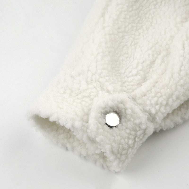 Autumn Winter Coat Fleece Shaggy Warm Cropped Overcoat Single Breasted Outerwear Jacket The Clothing Company Sydney