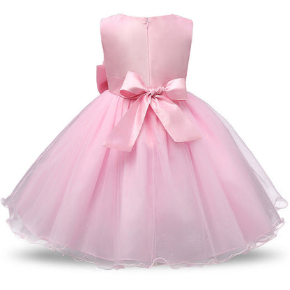 Elegant Princess Lace Dress Kids Flower Embroidery Girls Vintage Children Dresses for Christmas Party Red Ball Gown The Clothing Company Sydney