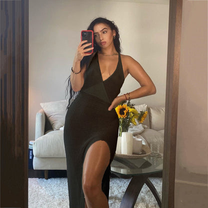 Crochet Beach Maxi See Through Plunge Backless Bandage Sleeveless Lacing Split Long Dresses The Clothing Company Sydney
