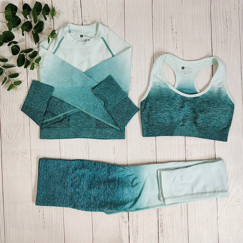 3 Piece Sportswear Fitness Gym Yoga Seamless Workout Women Sport Outfit  Tie dye Sports Suits Set The Clothing Company Sydney