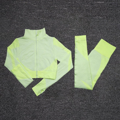 2/3 Piece Seamless Women Yoga Set Workout Sportswear Gym Clothing Fitness Long Sleeve Crop Top High Waist Leggings Sports Suits The Clothing Company Sydney