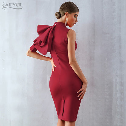 Wine Red Celebrity Evening Runway Party Sleeveless Ruffles Bodycon Midi Night Club Dress The Clothing Company Sydney