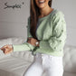 Elegant fur pompon sweater Autumn winter lantern sleeve knitted sweater Streetwear ladies green pullover Jumper The Clothing Company Sydney