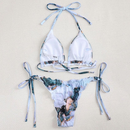 2 Piece Pink Ruffled Frilled Bikini swimsuit swimwear Two piece bikini set Halter Bather String bathing suit The Clothing Company Sydney