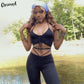 2 Piece Halter bandage v-neck sleeveless ruched tops sweatpants matching clubwear stretchy skinny bodycon Set The Clothing Company Sydney