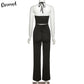 2 Piece Halter bandage v-neck sleeveless ruched tops sweatpants matching clubwear stretchy skinny bodycon Set The Clothing Company Sydney