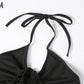 2 Piece Halter bandage v-neck sleeveless ruched tops sweatpants matching clubwear stretchy skinny bodycon Set The Clothing Company Sydney