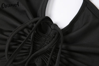 2 Piece Halter bandage v-neck sleeveless ruched tops sweatpants matching clubwear stretchy skinny bodycon Set The Clothing Company Sydney