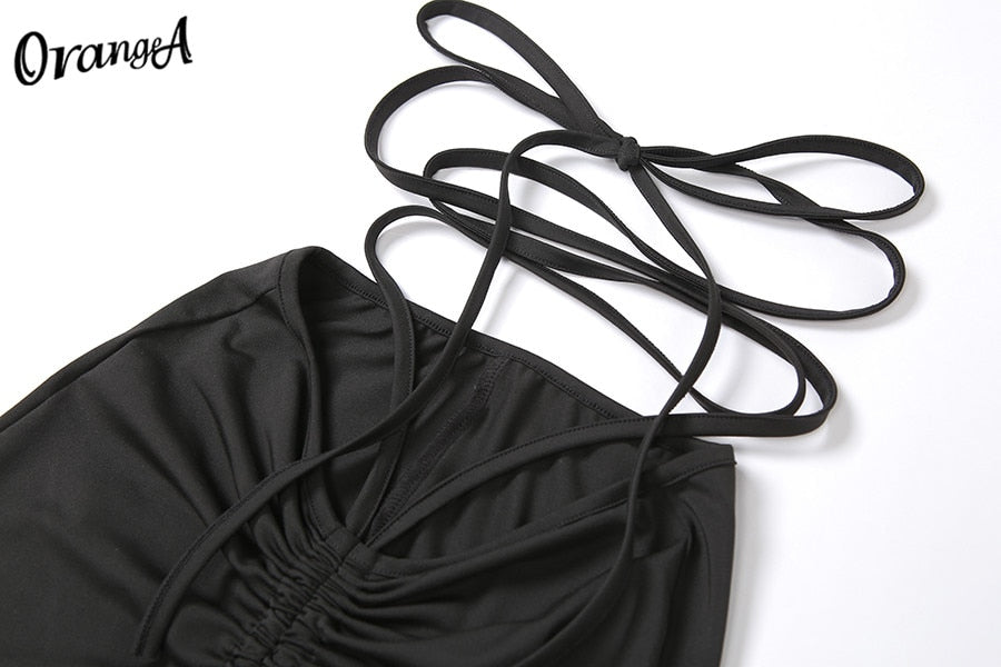2 Piece Halter bandage v-neck sleeveless ruched tops sweatpants matching clubwear stretchy skinny bodycon Set The Clothing Company Sydney