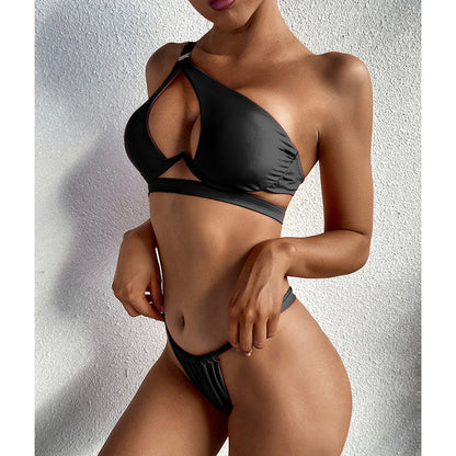 Cut Out 2 Piece Swimsuits Bikini Push Up Swimwear Black Micro Thong Bathing Suits One Shoulder Bikini Set The Clothing Company Sydney