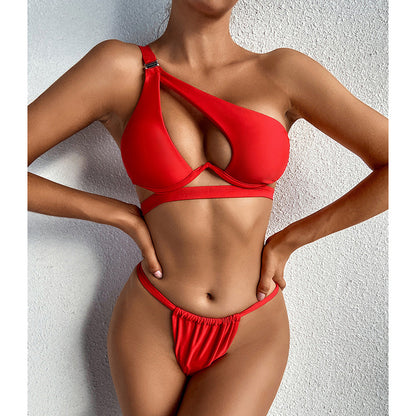 Cut Out 2 Piece Swimsuits Bikini Push Up Swimwear Black Micro Thong Bathing Suits One Shoulder Bikini Set The Clothing Company Sydney