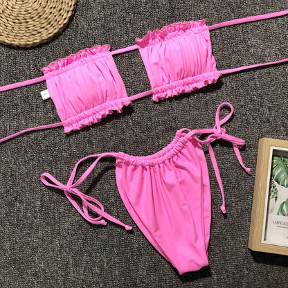 2 Piece Bandeau Top Swimsuit Swimwear Push Up Swimming Bathing Suit Beachwear Micro Bikini Set The Clothing Company Sydney