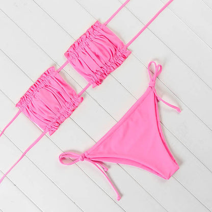 2 Piece Bandeau Top Swimsuit Swimwear Push Up Swimming Bathing Suit Beachwear Micro Bikini Set The Clothing Company Sydney