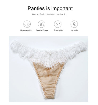 Sexy Lace Panties Underwear Low-waist Lingerie Embroidery T-back Thong Transparent Hollow out Underpants G String The Clothing Company Sydney