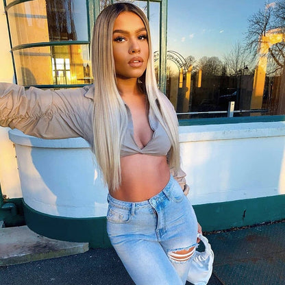 Button Ruched White Puff Sleeve Blouse Shirts Women's Long Sleeve Crop Blouses Solid Top The Clothing Company Sydney