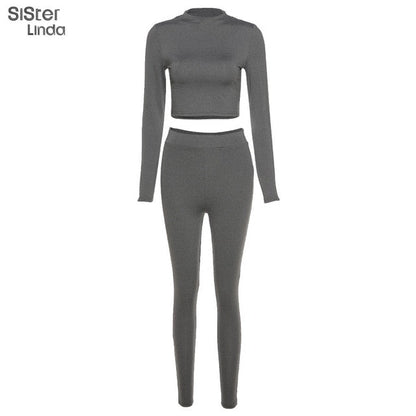 2 Piece Sporty Active Wear Matching Sets Fall Long Sleeve Tops Tees And Leggings Workout Outfits Sportwear The Clothing Company Sydney