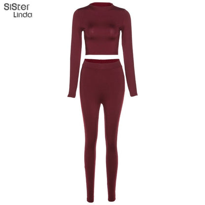 2 Piece Sporty Active Wear Matching Sets Fall Long Sleeve Tops Tees And Leggings Workout Outfits Sportwear The Clothing Company Sydney