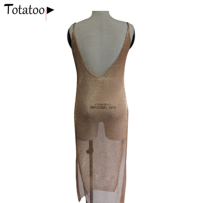 Backless Knitted Summer Long Sleeve Open Back See Through Beach Cover Mini Dress Clubwear The Clothing Company Sydney