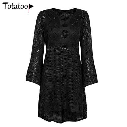 Backless Knitted Summer Long Sleeve Open Back See Through Beach Cover Mini Dress Clubwear The Clothing Company Sydney