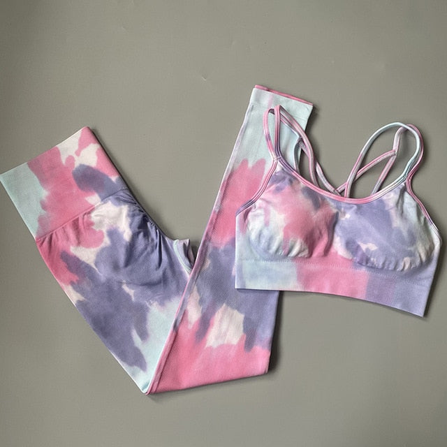 2 Piece Dye Seamless yoga set  Women gym fitness clothing sportswear sports bra high waist gym leggings sports suits yoga suits The Clothing Company Sydney