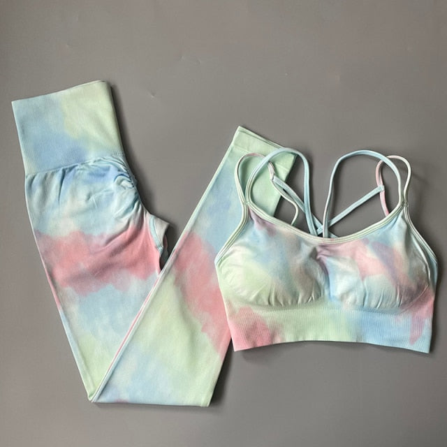 2 Piece Dye Seamless yoga set  Women gym fitness clothing sportswear sports bra high waist gym leggings sports suits yoga suits The Clothing Company Sydney