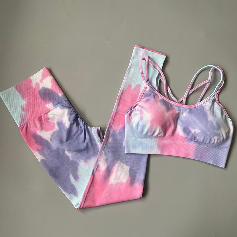 2 Piece Dye Seamless yoga set  Women gym fitness clothing sportswear sports bra high waist gym leggings sports suits yoga suits The Clothing Company Sydney