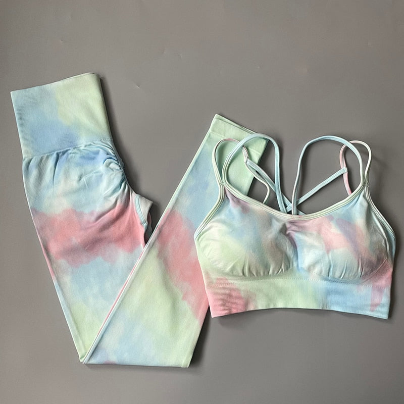 2 Piece Dye Seamless yoga set  Women gym fitness clothing sportswear sports bra high waist gym leggings sports suits yoga suits The Clothing Company Sydney