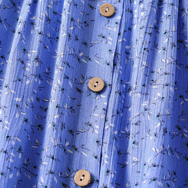 Bohemian Floral Print Mini V Neck Summer Beach Ruffle Short Sleeve A-line Buttons Casual Dress The Clothing Company Sydney