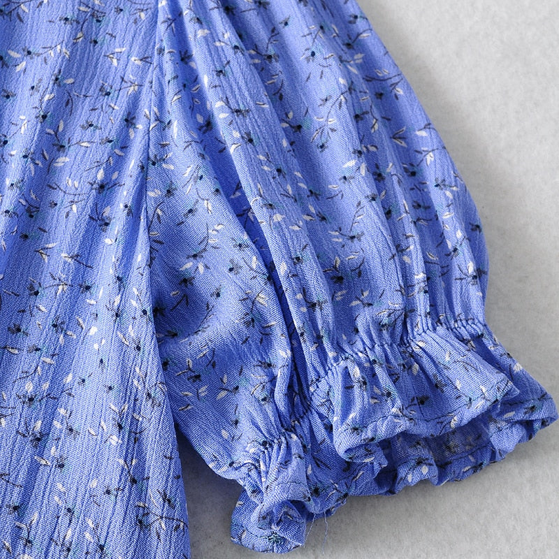 Bohemian Floral Print Mini V Neck Summer Beach Ruffle Short Sleeve A-line Buttons Casual Dress The Clothing Company Sydney