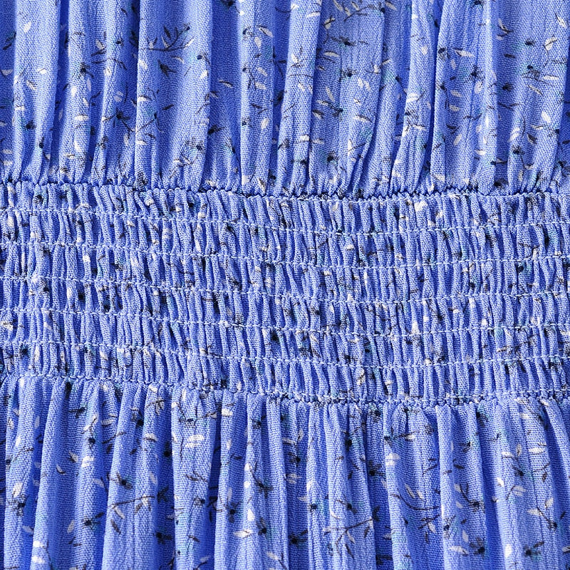 Bohemian Floral Print Mini V Neck Summer Beach Ruffle Short Sleeve A-line Buttons Casual Dress The Clothing Company Sydney