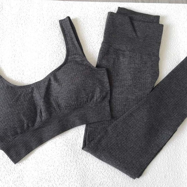 2 Piece Set Yoga Seamless Gym Yoga Women High Waist Sport Bra Top Fitness Clothing Sport Pants Leggings The Clothing Company Sydney