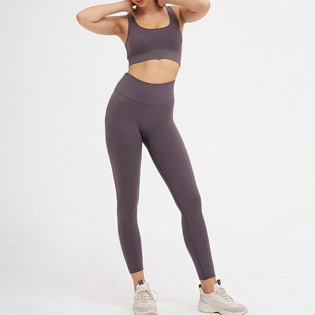 2 Piece Set Yoga Seamless Gym Yoga Women High Waist Sport Bra Top Fitness Clothing Sport Pants Leggings The Clothing Company Sydney