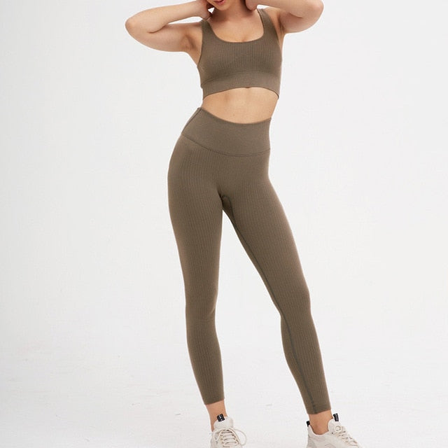 2 Piece Set Yoga Seamless Gym Yoga Women High Waist Sport Bra Top Fitness Clothing Sport Pants Leggings The Clothing Company Sydney